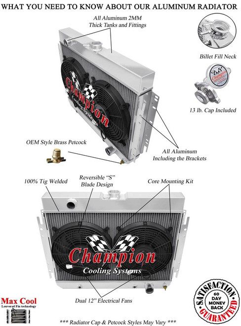 1963 1964 1965 1966 1967 Chevy Chevelle 3 Row Aluminum