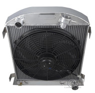 3 Row Aluminum Radiator Plus Electric Fan For 1932 Ford Chopped with Chevy/Mopar ENG 