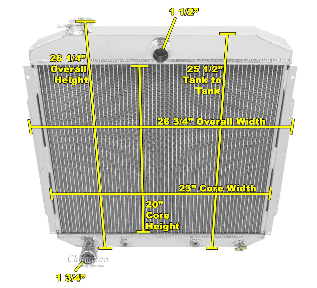 DR 1953-1956 Ford F100 Pickup Truck 3 Row Champion DR Radiator 