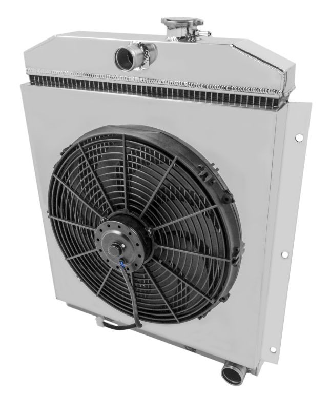 1947 1948 1949 50 51 52 53 54 Chevrolet Truck 3 Row Aluminum Radiator Fan Shroud Combo