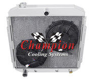 1953 54 55 56 Ford Truck 4 Row Champion Aluminum Radiator Plus Dual Fans Combo