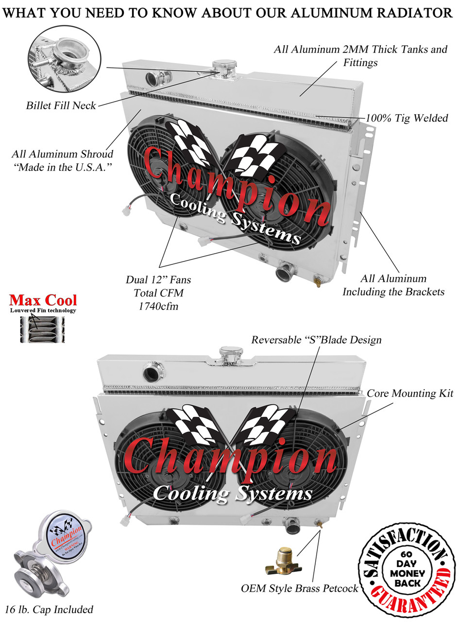 Automotive ALUMINUM RADIATOR SHROUD+FAN 1964 1965 1966 1967 Chevy Chevelle/El Camino