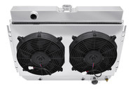 Discount Radiators 4-Core Aluminum Radiator & Fan Shroud For 1964-1967 Chevy Chevelle – Down Flow, 12" Fan, Lifetime Warranty