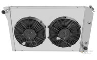 1977 78 79 80 81 82 Chevrolet Corvette 2 Row (1 Inch Tubes) Aluminum Radiator Fan Shroud Combo