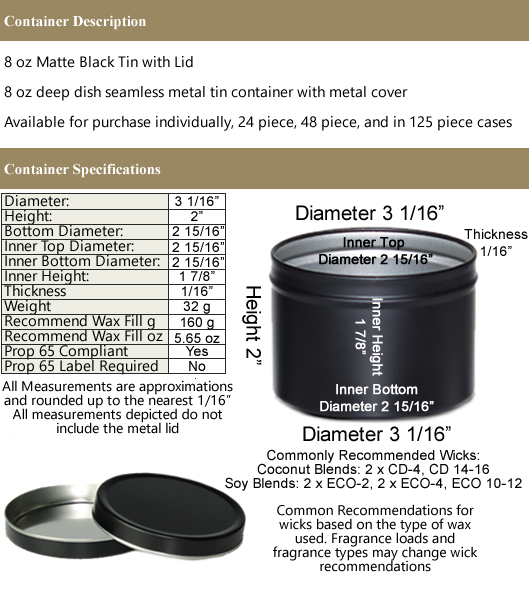 Premium Matte Black Candle tins 8 oz (24-Pack) – True Candle