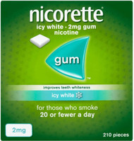 Nicorette Icy White Chewing Whitening Gum, 2mg, 210 Pieces (Stop Smoking Aid)