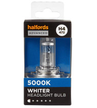 H4 472 Car Headlight Bulb Halfords Advanced White 5000K Single Pack