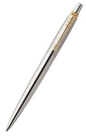 Parker Jotter Blue Stainless Steel Chrome Ballpoint Pen Gold Trim