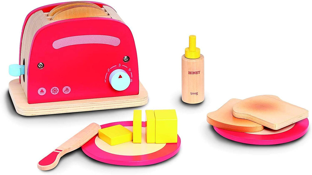 wooden toaster play set