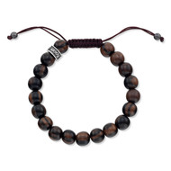 Natural Dark Brown Wood Shamballa Bead Bracelet