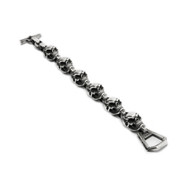 Sterling Silver XL Skull Link Men's Bracelet