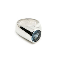 Sterling Silver Perifery Ring with blue stone