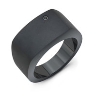 Black Titanium with Black Diamond Men's Signet Ring