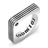 Sterling Silver Square Ring with Stripes