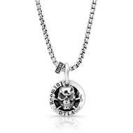 Skull-n-bones Coin Pendant With 26" Rounded Box Chain Necklace