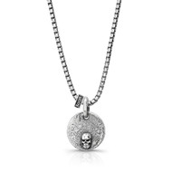 Distressed Sterling Silver Small Coin Pendant With Skull