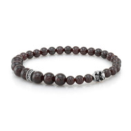 6 MM AND 8MM GARNET BEADS WITH SILVER SKULL