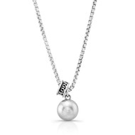 Satin Finish Small Ball Pendant With 24 Inch Rounded Box Chain