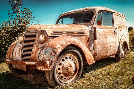 Classic Renault Juvaquatre waiting to be restored including rust treatment followed by rust proofing Classic Renault Juvaquatre waiting to be restored including rust treatment followed by rust proofing