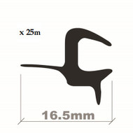 WINDSCREEN EDGE TRIM BLACK 16.5mm x 25M ROLL (4-5mm)