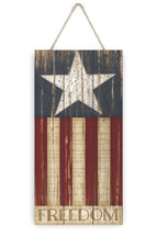 Freedom American Flag Rustic Plank Sign 5x10