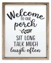 Welcome To Our Porch Framed Rustic Wood Farmhouse Wall Sign