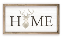 Home Deer Head Silhouette Rustic Wood Farmhouse Wall Sign