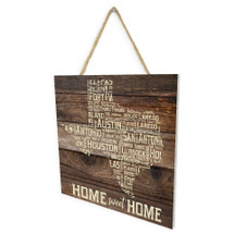 Home Sweet Home Texas (Brown) Wooden Plank Sign 7.5 x 7.5