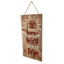 The Barn Is The Heart Of The Farm Wooden Plank Hanging Wall Decor Sign Brown Wood Style 5x10