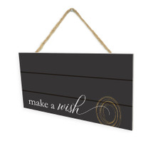 Make A Wish Wooden Plank Hanging Wall Decor Sign Black Wood Style 5x10