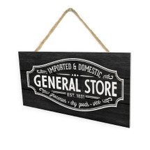 General Store (Black) Wooden Plank Hanging Wall Decor Sign Black Style 5x10