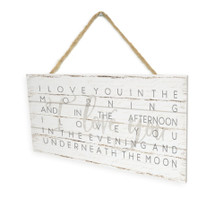 I Love You In The Morning Wooden Plank Hanging Wall Decor Sign Whitewash Wood Style 5x10