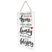 Having A Place To Go Is Home Wooden Plank Hanging Wall Decor Sign White Wood Style 5x10