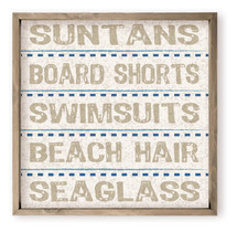 Suntans and Board Shorts Beach Themed Farmhouse Style Wood Wall Decor Sign