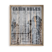 Cabin Rules Relax Farmhouse Style Wood Wall Decor Sign