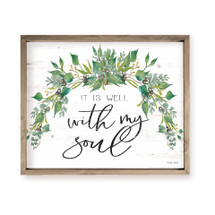 It Is Well With My Soul Floral Swag Farmhouse Style Wood Wall Decor Sign