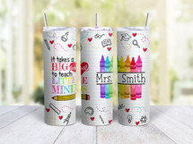 20oz Skinny Tumbler Personalized Teacher Gift - Stainless Steel Double Wall Insulated Cup With Lid And Straw