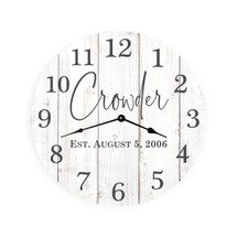 Personalized Clock With Rustic White Background 13" or 18"