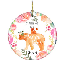 First Christmas As A Mama Bear Personalized 3 Inch Ceramic Christmas Ornament With Gift Box