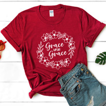 Grace Upon Grace Soft Cotton T-Shirt - Inspirational Tee For Overflowing Blessings