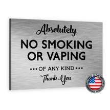 Brushed Aluminum ACM "No Smoking Or Vaping" Sign - Perfect For Vacation Rentals And Offices