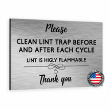 Brushed Aluminum Sign "Please Clean The Lint Trap After Every Cycle" Sign - Durable Small Sign For Vacation Rentals And Laundry Facilities