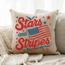 16x16 Patriotic Throw Pillow 'Stars And Stripes Forever' - Printed Cushion Cover For Home Decor