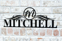 Personalized Metal Name Sign with Circle Monogram 8x23