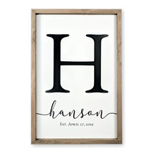Personalized Printed Wood Family Name Sign With Established Date (Framed)