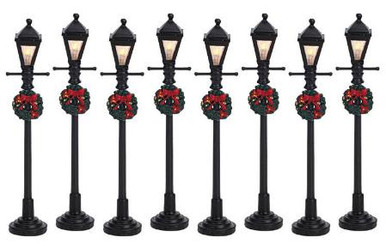 64500 -  Gas Lantern Street Lamp, Set of 8, Battery-Operated (4.5v) - Lemax Christmas Village Misc. Accessories