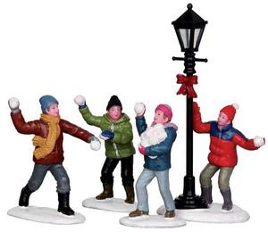 32133 - Snowball Fight!, Set of 4  - Lemax Christmas Village Figurines