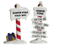 64455 -  North Pole Signs, Set of 2 - Lemax Christmas Village Misc. Accessories