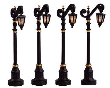 54313 -  Colonial Street Lamp, Set of 4 (4.5v) - Lemax Christmas Village Misc. Accessories