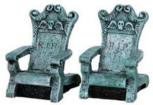 34615 - Tombstone Chairs, Set of 2  - Lemax Spooky Town Halloween Village Accessories